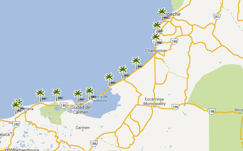 Nota sobre Mapa de playas en  Campeche