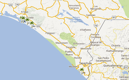 Nota sobre Mapa de playas en  Oaxaca