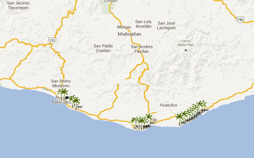 Nota sobre Mapa de playas en  Oaxaca