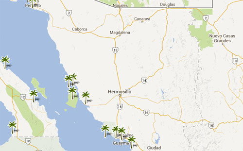 Nota sobre Mapa de playas en  Sonora