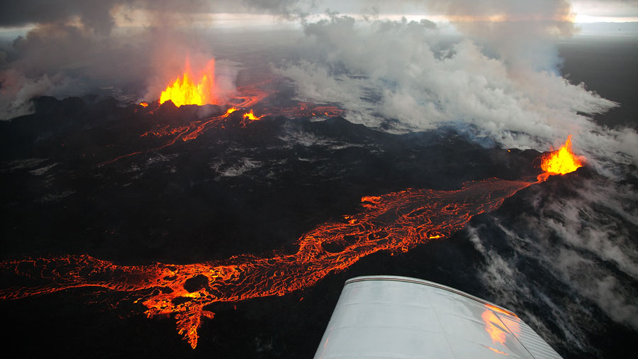 Nota sobre El volcán Bárdarbunga en Islandia desde el aire