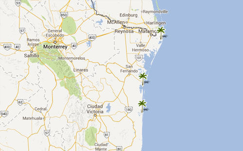 Mapa de playas en  Tamaulipas